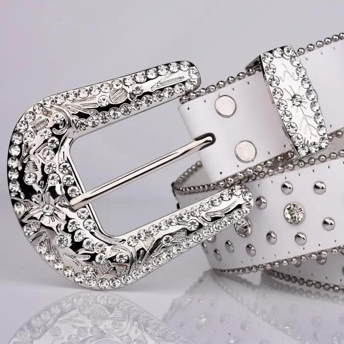 Punk strass blanc ceinture femme mâle mode western jean femme jean bijoux design de mode Y2K jean ce