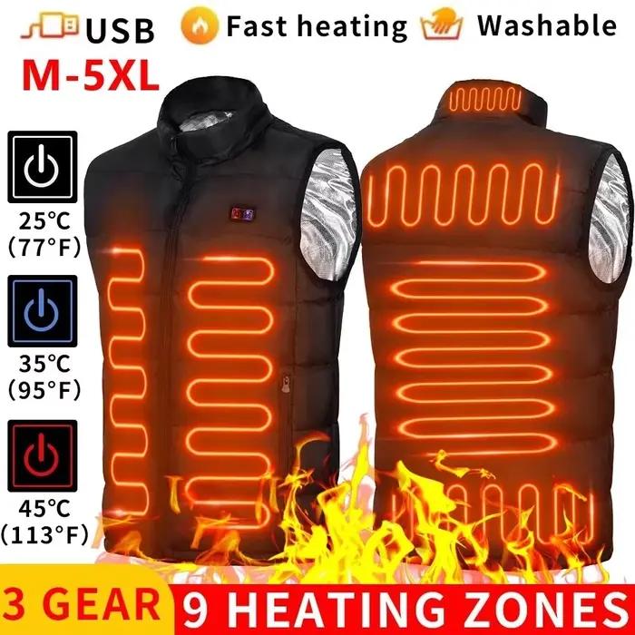 9 Zones de gilet chauffant vestes chauffantes électriques hommes femmes vêtements de sport manteau
