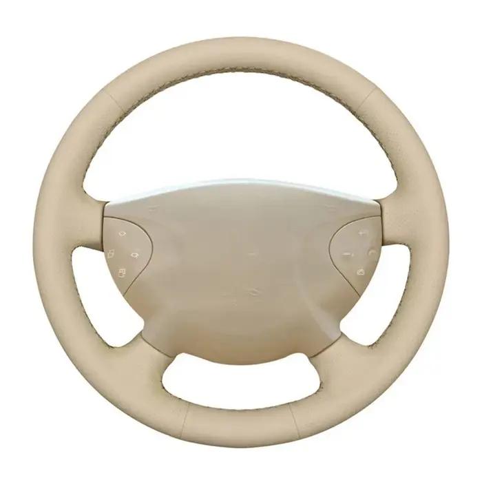 Housse de volant de voiture en cuir artificiel Beige cousu à la main, pour Mercedes Benz classe E W2