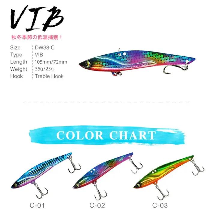 4 pièces VIB leurre de pêche 23g 35g gabarit en métal coulant grande lame longue fonte triple croche