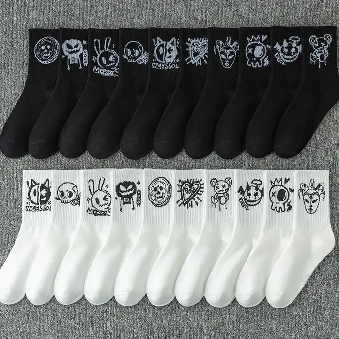 Lot 10 paires chaussettes diablotin pour chasse - Motif personnalisé noir blanc occasions tendance