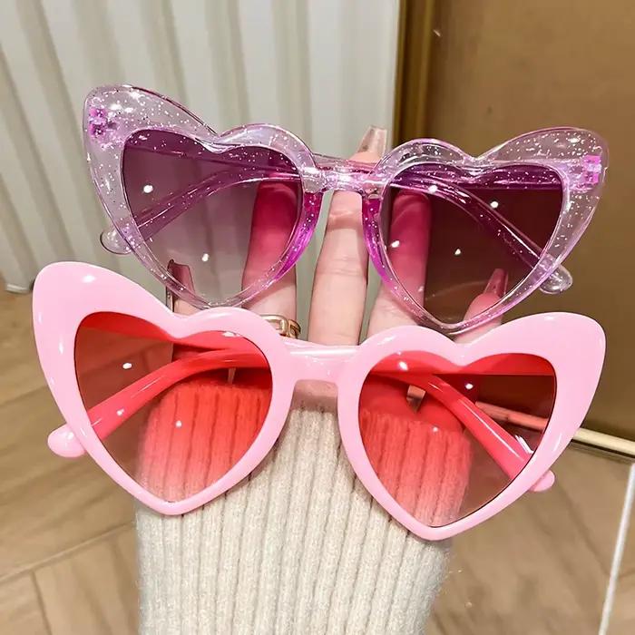 Lunettes de soleil Vintage rétro Instagram en forme de cœur, transparentes, roses, brillantes, pour