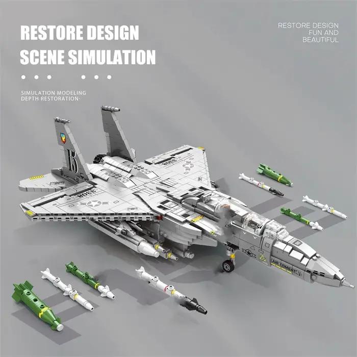 Avion de combat militaire F-15E blocs de construction grands modèles armés pour adultes occasions spéciales modélisme technologie aérospatiale jouets garçons
