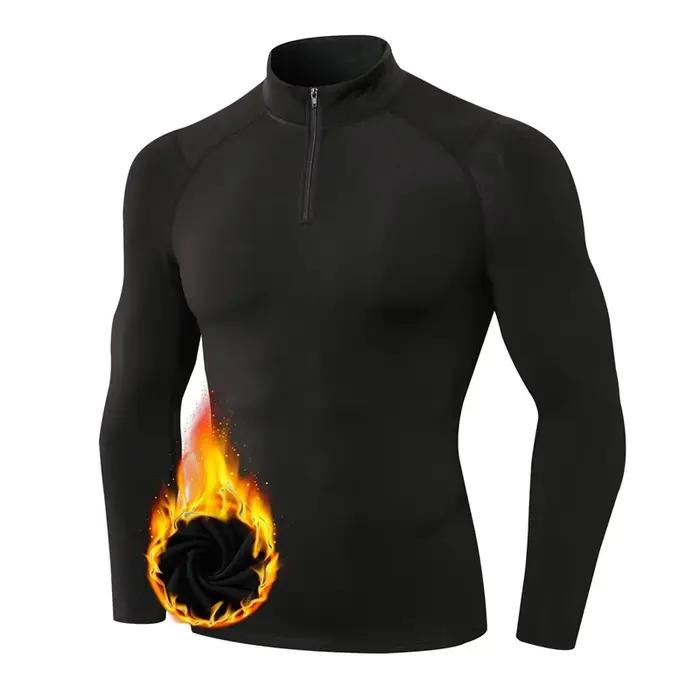 Chemises de compression thermique à fermeture éclair pour hommes