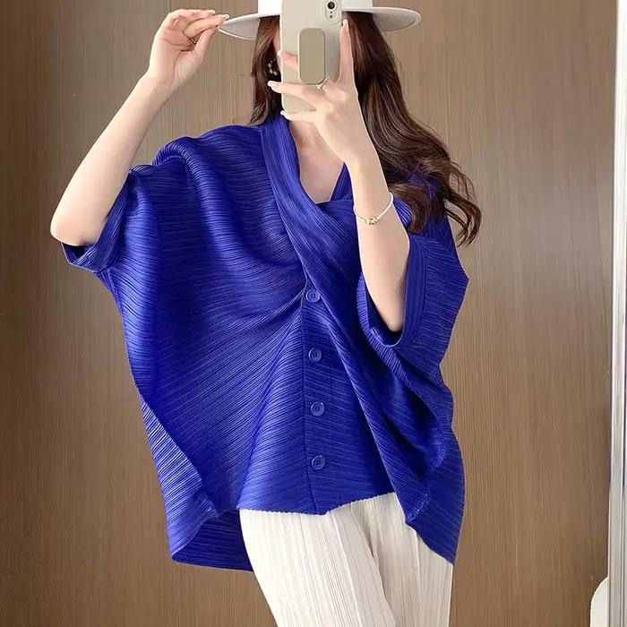 Veste courte Ata Yake avec col en V et manches 3/4 pour femmes, style décontracté, polyester, printemps été, entretien facile, pour des occasions variées