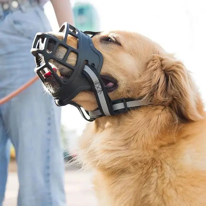 Muselière respirante pour chiens de taille moyenne et grande conception réfléchissante anti-aboiement confortable sécurité visibilité nocturne