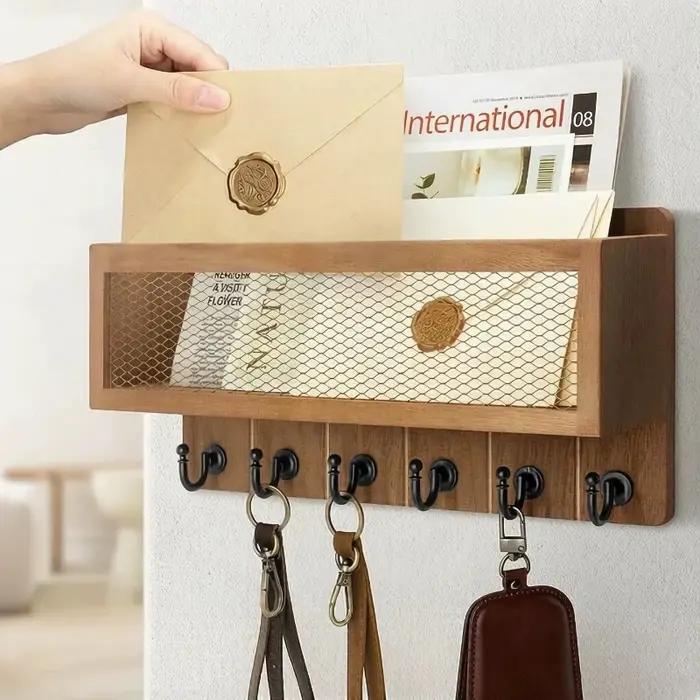 Étagères de rangement en bois pour vêtements et chapeaux