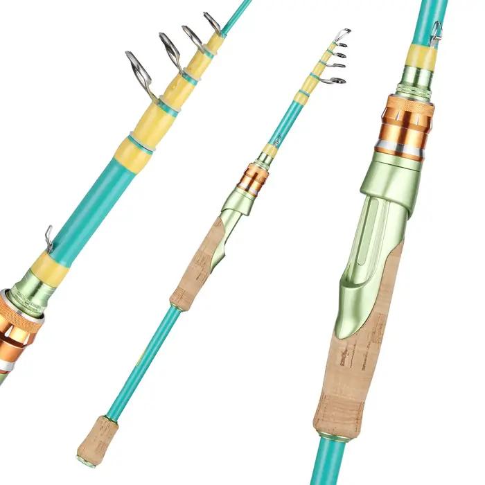 Canne à pêche télescopique HAUT TON Macaron, canne à pêche Spinning et Casting en Fiber de carbone,