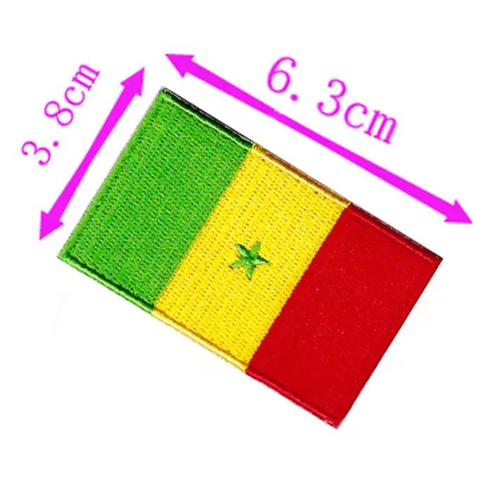 Patch brodé drapeau du Sénégal 6,3 cm de large, thermocollant ou à coudre, pour artisanat
