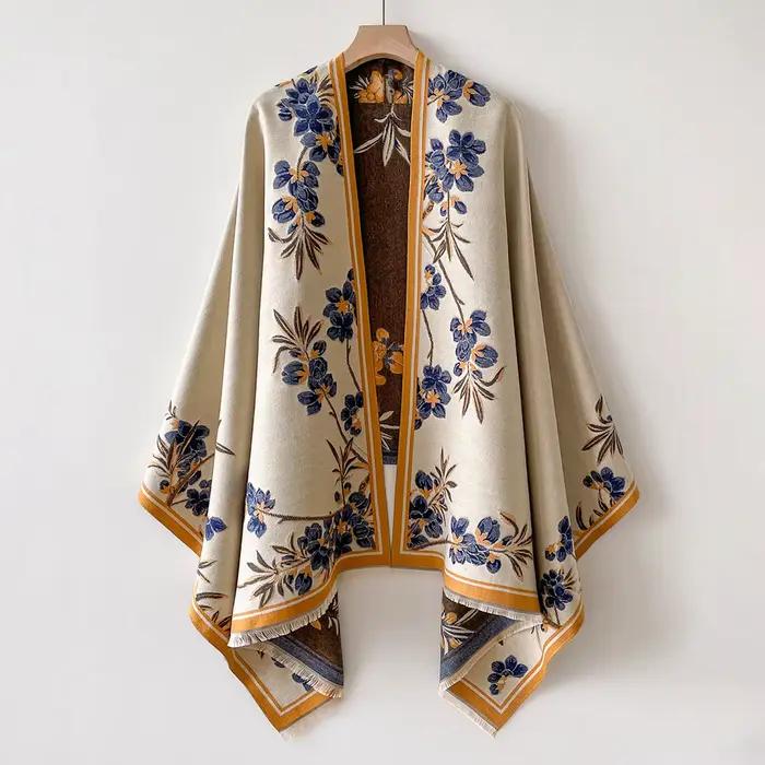 Châle chaud en Imitation cachemire pour femmes, cape de Style ethnique, foulards à la mode, imprimé