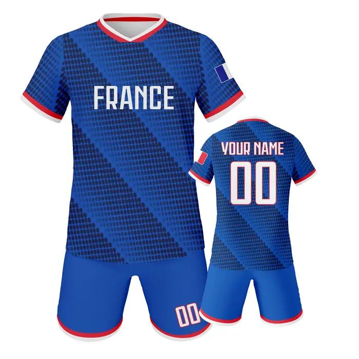 Ensemble de football personnalisé pour enfants, kit de football français avec nom et numéro, uniform