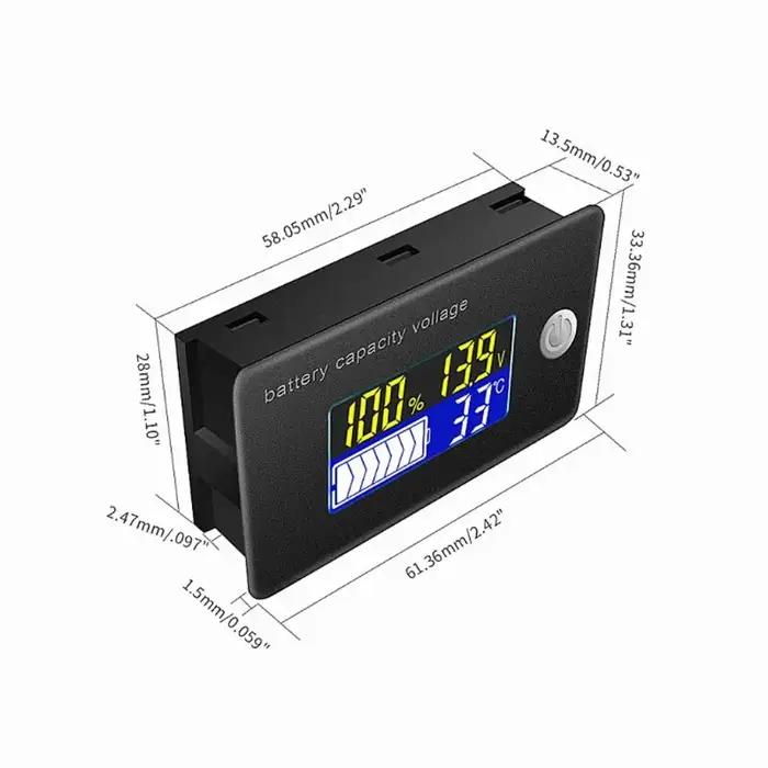 Indicateur de capacité de batterie au plomb Lifepo4, voltmètre numérique, testeur de température, mo