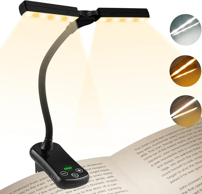Nouveau 3 couleurs 8 luminosité 14 LED pince sur livre lumière Usb Rechargeable veilleuse Portable lampe de lecture livr