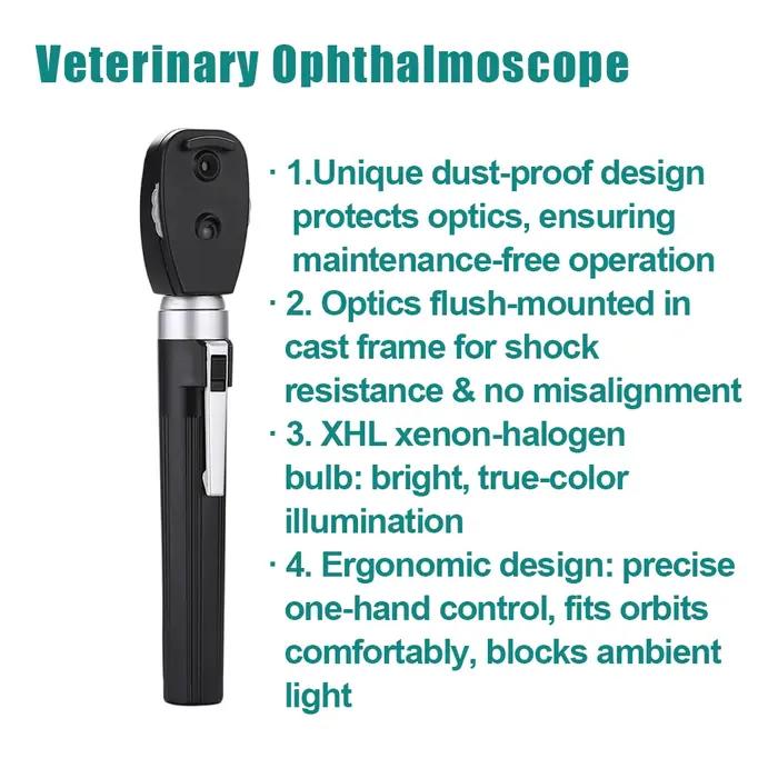 Ophtalmoscope direct vétérinaire, ensemble d'otoscope, specule d'oreille animale, Kit d'examen ophtalmique et orl