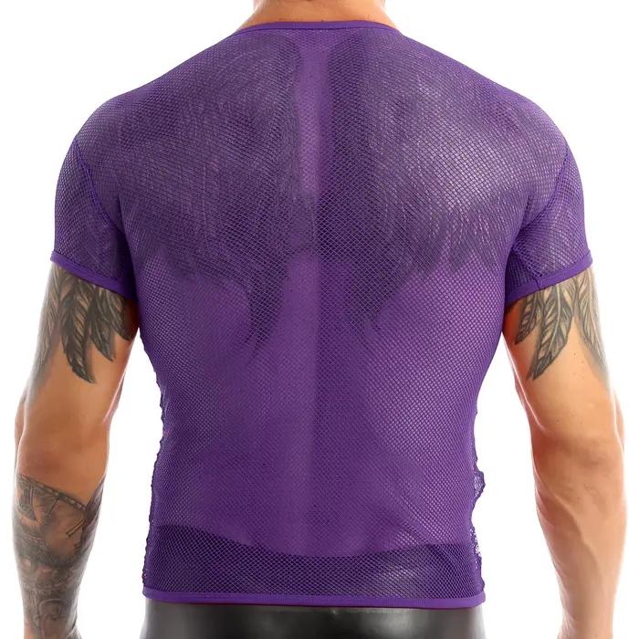 MSemis-T-shirt en résille transparent pour homme