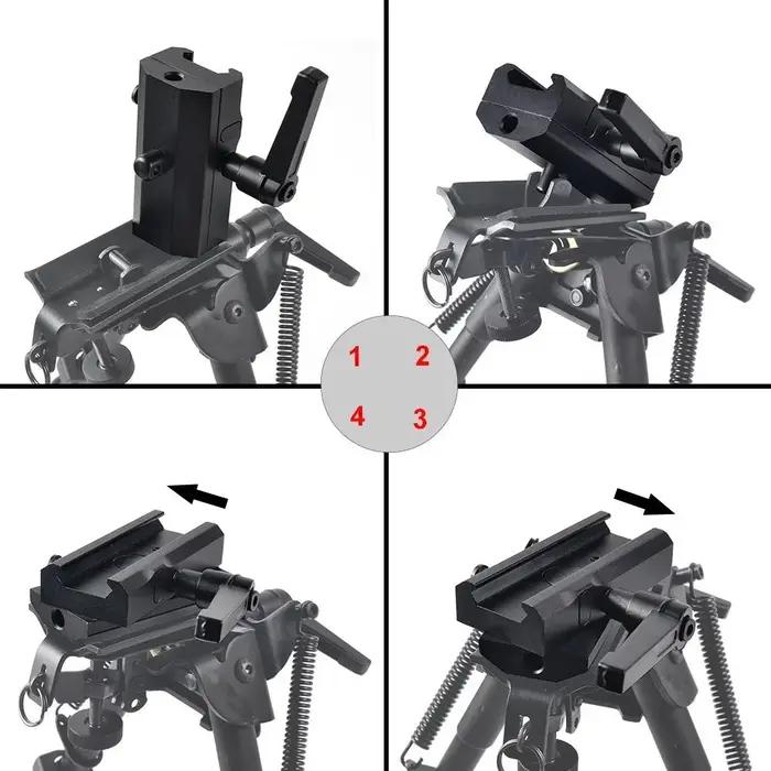 Adaptateur de bipied tactique rotatif QD Harris avec verrou pivotant pour rail Picatinny 20 mm – Accessoires de chasse