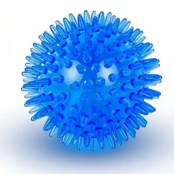Petite balle de massage transparente à picots pour chien, jouet couineur pour animaux de compagnie,