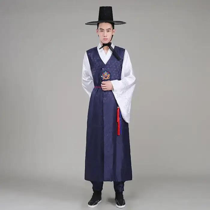 Robe Hanbok traditionnelle coréenne pour hommes robes ethniques de prairie vêtements officiels de cour costume de scène masculin multicolore occasions spéciales