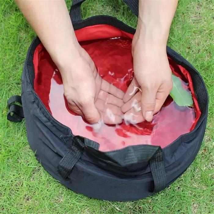 Lavabo pliable de 8,5 l, lavabo de pieds, voyage, pêche, randonnée, Camping en plein air, seau pliab