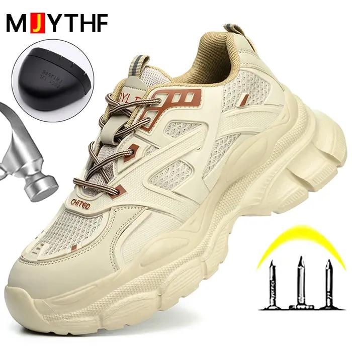 Chaussures de sécurité pour femmes, chaussures de travail anti-écrasement et anti-perforation, baskets à plateforme, chaussures de protection antidérapantes à bout en acier