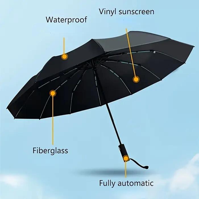 Parapluie Super coupe-vent 60 os, pour tous temps, grande taille, pour hommes et femmes, parapluie d'affaires automatique, Protection UV