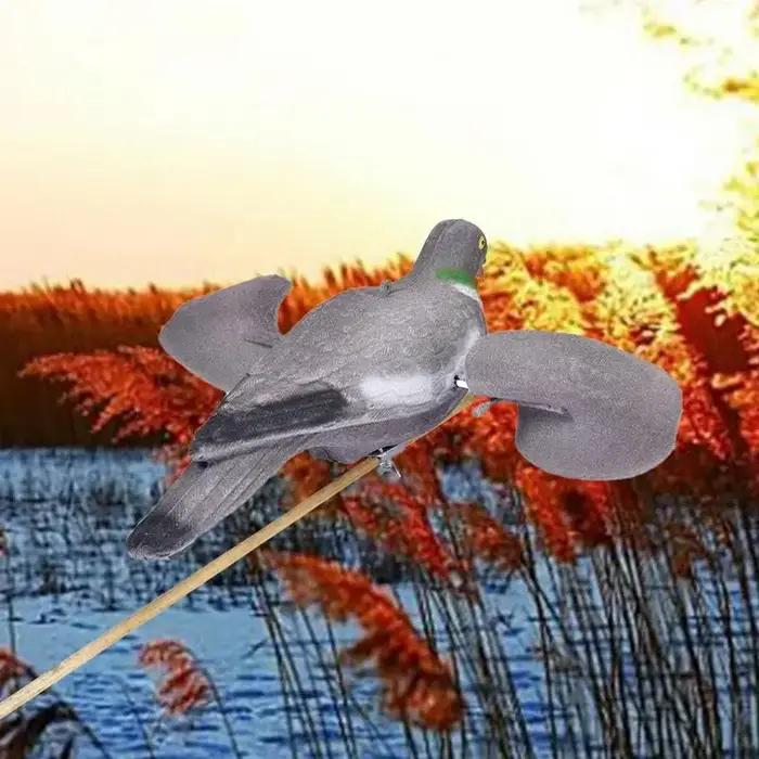 Leurre pigeon à ailes mobiles - Appât de chasse réaliste avec mouvement pour jardin et extérieur