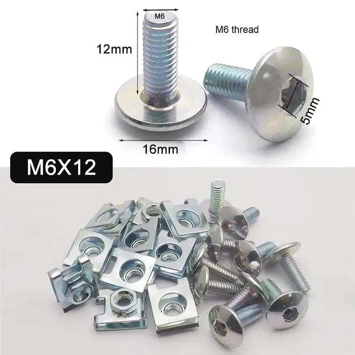 Lot de 10 boulons de vis de couvercle en plastique argenté M6 pour moto