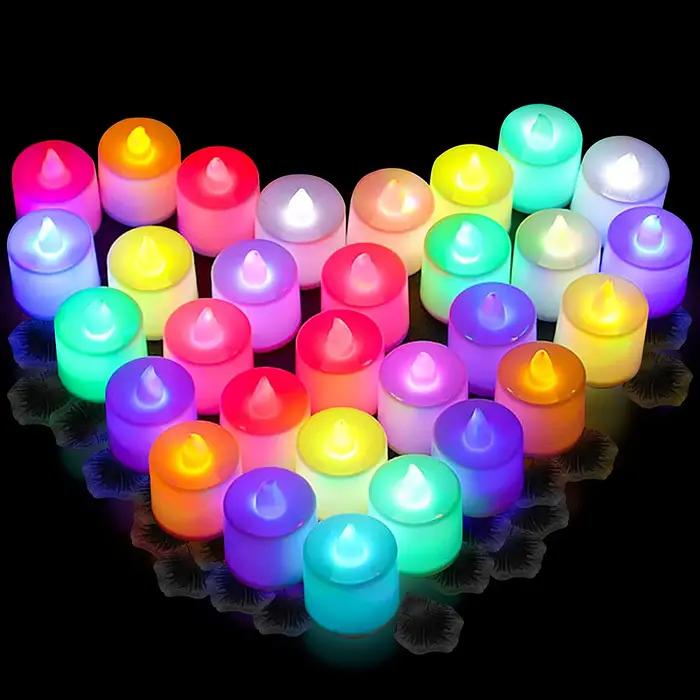 3/6/12/24 pièces sans flamme LED bougies chauffe-plat lumière de mariage bougies romantiques lumière