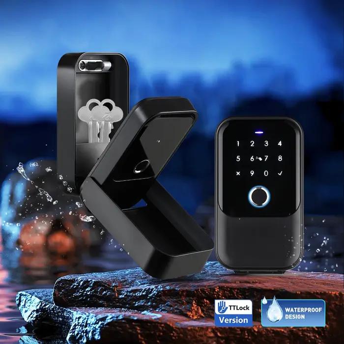 Boîte auxiliaire sécurisée en alliage de zinc et acier inoxydable avec accès par empreinte digitale, code PIN et application mobile pour usage extérieur et intérieur occasions spéciales