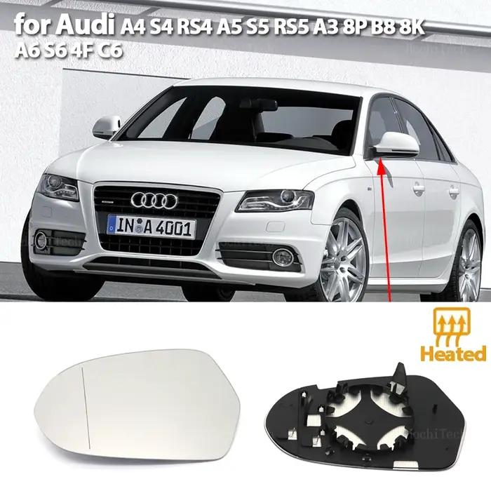 Lentille de rétroviseur latéral en verre chauffant, rétroviseur métropolitain, adapté pour Audi A4,