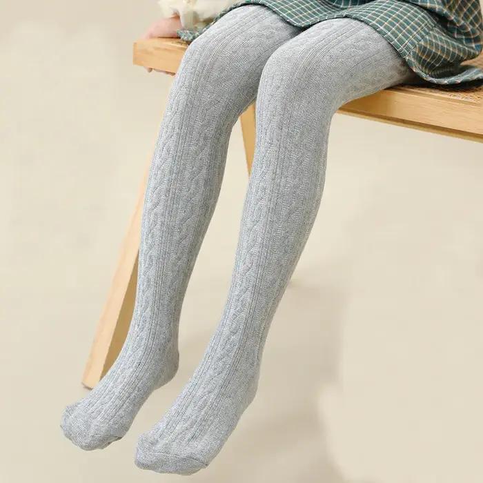 Collants en coton peigné pour enfants de 0 à 12 ans, collants tricotés avec câble pour filles, colla