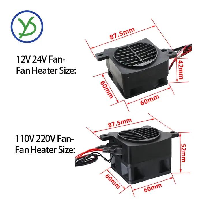 Chauffage PTC 70W ~ 400W 12V ~ 220V, chauffage à température constante en céramique avec ventilateur