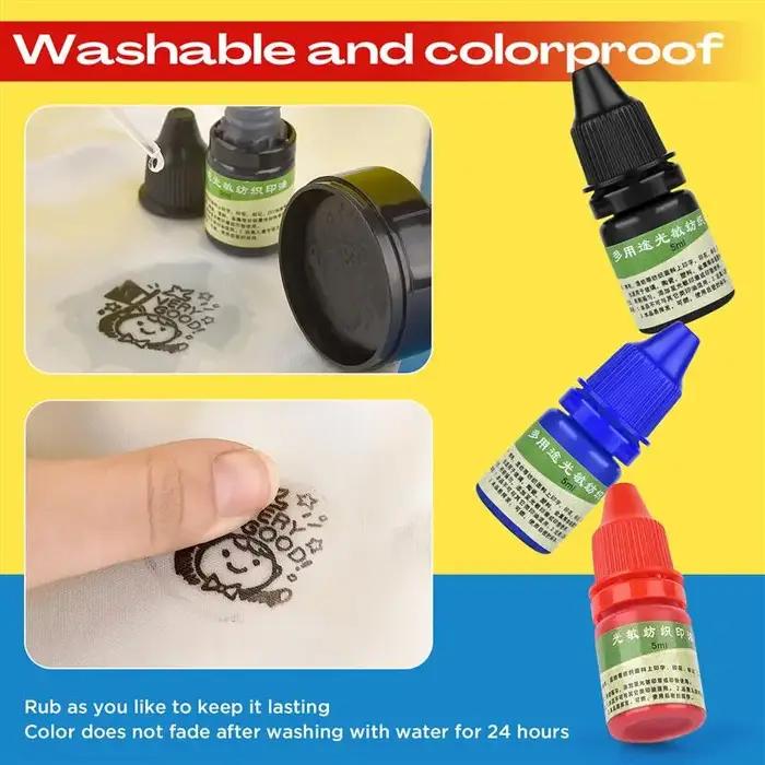 Encre pour vêtements textiles, 5ml, bleu, rouge, noir, encre spéciale pour étudiants, enfants, nom, impression sur vêtements, imperméable, ne se décolore pas
