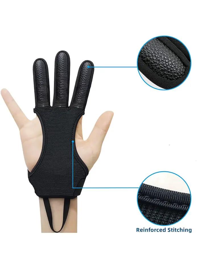 Gants de chasse tir à l'arc trois doigts cuir protection débutants adultes adolescents