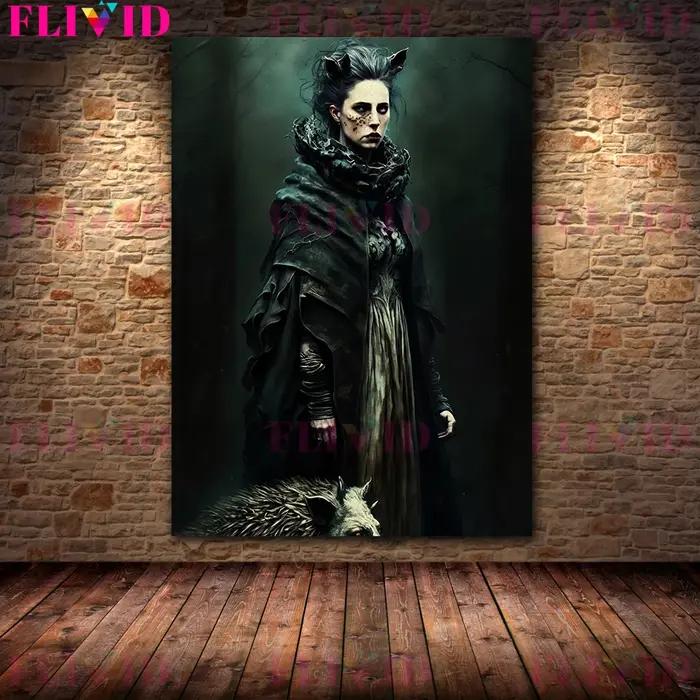 Sanglier elfe fille dans la Jungle gothique horreur Art affiche et impression décor à la maison