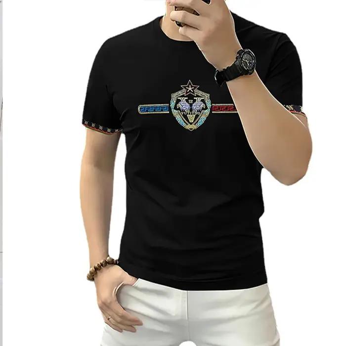 T-shirt lettre aigle pour hommes, t-shirts ajustés pour hommes, vêtements de mancommuniste filetées, diamant chaud, personnalité de la mode, nouveau créateur, été 2022