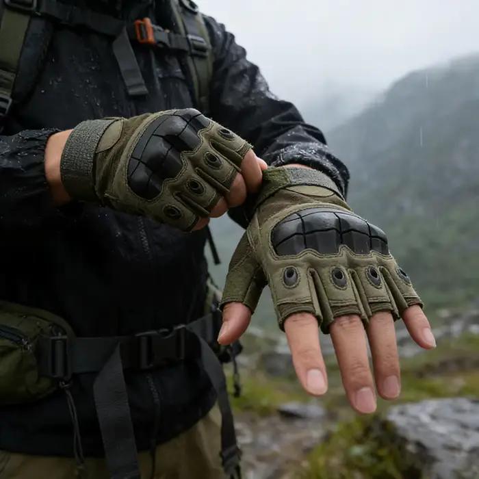 Gants tactiques mi-doigts homme mesh respirant softshell pour tir randonnée équipement outdoor