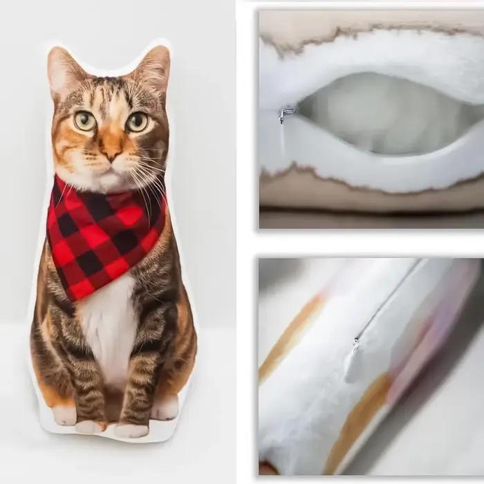 Oreiller personnalisé avec image de chien et chat