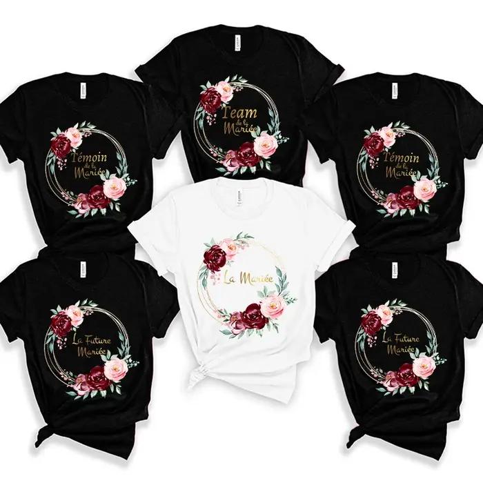 T-shirt Couronne pour EVJF junior décontracté printemps été polyester dessin animé pour demoiselles d'honneur mariage