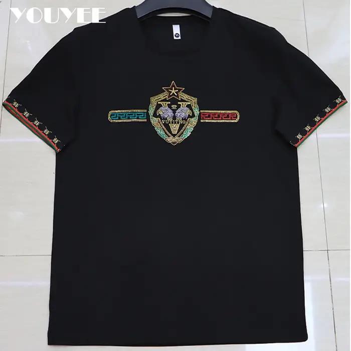 T-shirt lettre aigle pour hommes, t-shirts ajustés pour hommes, vêtements de mancommuniste filetées, diamant chaud, personnalité de la mode, nouveau créateur, été 2022