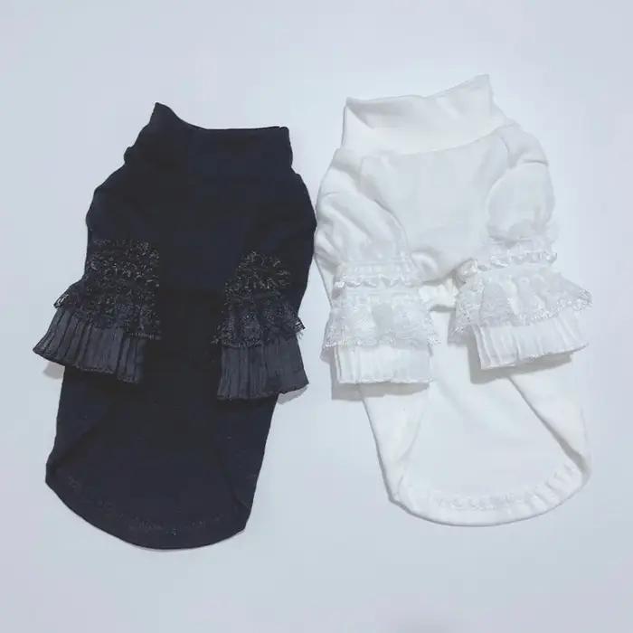 Chien pur blanc chemise à bascule vêtements pour animaux de compagnie blanc chiot chat Teddy printemps automne nouvelle chemise à bascule fille chien chemises chien tissus