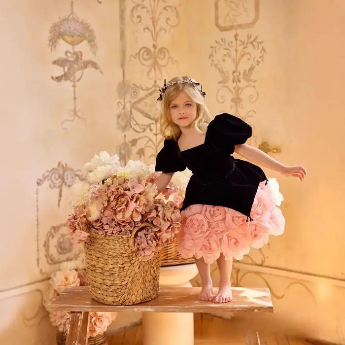 Robe courte de princesse bouffante pour filles style européen et américain pour occasions spéciales comme anniversaire cérémonie soirée spectacle concours de beauté