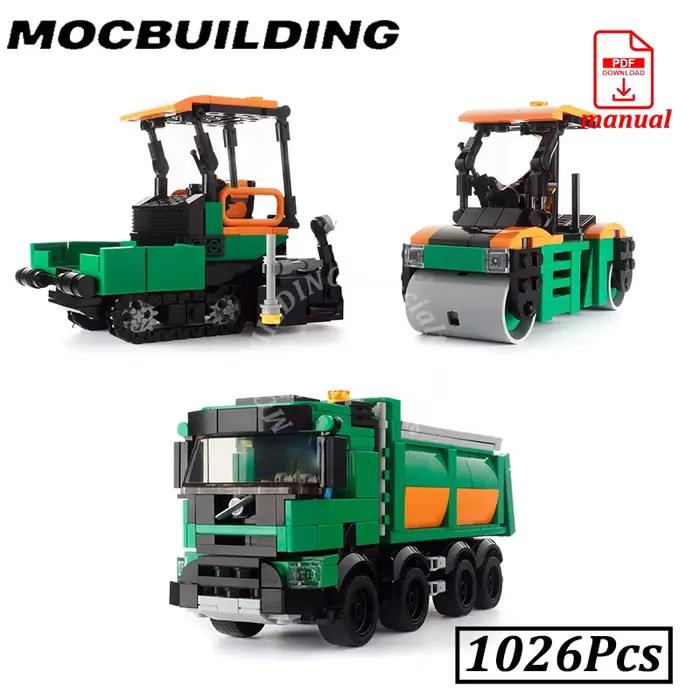 Camion benne d'entretien de route de ville, compacteur de pavés, grue lourde, bloc de Construction MOC, jouet de Construction en brique