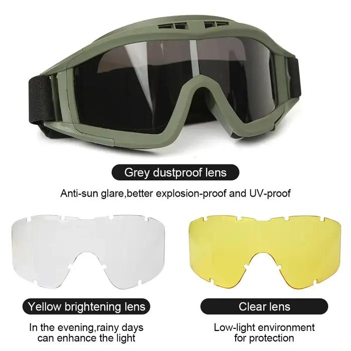 Lunettes tactiques militaires anti-vent et anti-sable pour wargame airsoft paintball et sports de plein air