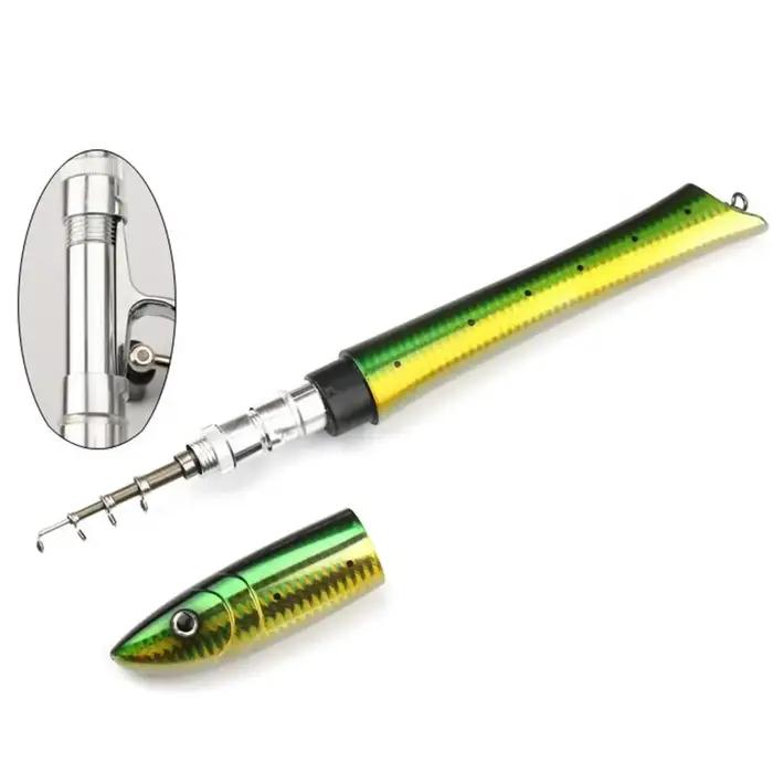 Canne à pêche télescopique Portable Mini forme de poisson canne à pêche télescopique filature coulée moulinet Kits équipement de pêche