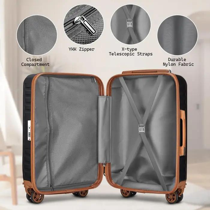 Bagage Melalenia, valise ABS à coque rigide avec serrure TSA avec roue rotative, bagage moyen léger