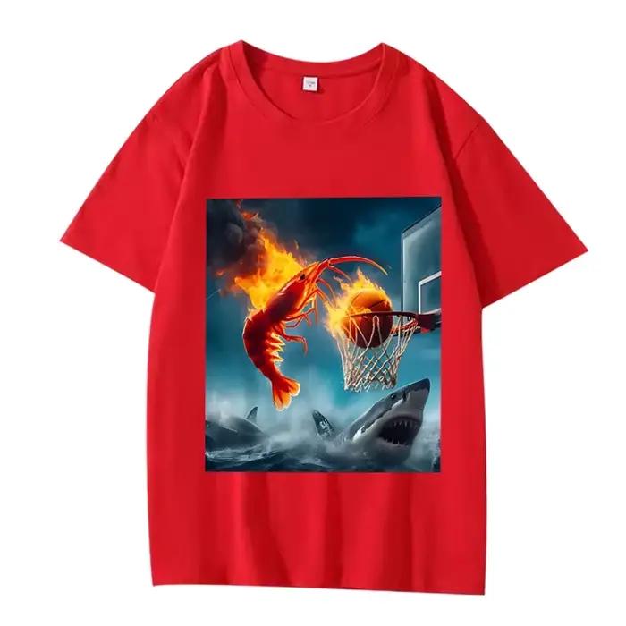 Crevettes Dunking on Shark graphique t-shirt rétro pêche Meme