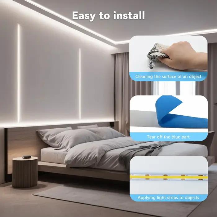 Bande lumineuse LED COB USB 5V, tactile linéaire, bande à Diode Flexible à intensité variable, lumiè