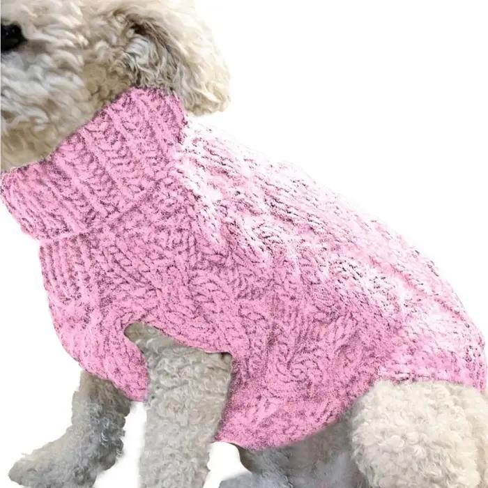 Pull en tricot pour chien 100% coton confortable et doux pour chiens de petite et moyenne taille styles leisure blanc rose occassions hivernales promenades à offrir