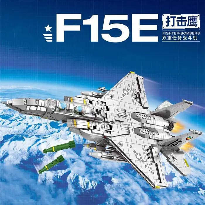Avion de combat militaire F-15E blocs de construction grands modèles armés pour adultes occasions spéciales modélisme technologie aérospatiale jouets garçons